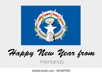 A Happy New Year Flag Illustration of the country of Marianas