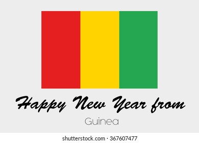 A Happy New Year Flag Illustration of the country of Guinea