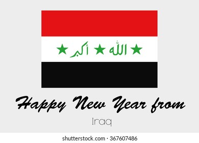 A Happy New Year Flag Illustration of the country of Iraq