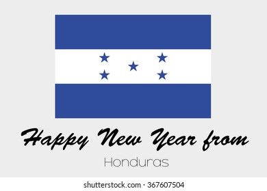 A Happy New Year Flag Illustration of the country of Honduras