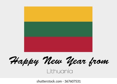 A Happy New Year Flag Illustration of the country of Lithuania