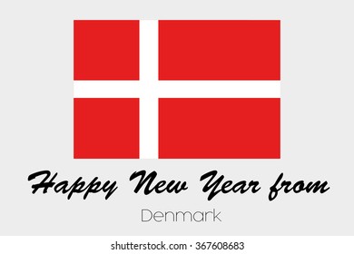 A Happy New Year Flag Illustration of the country of Denmark