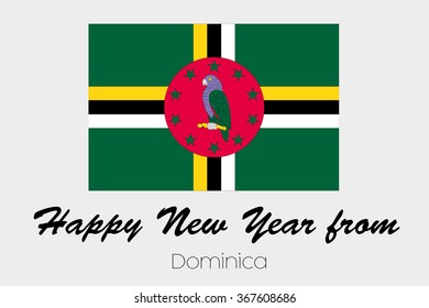 A Happy New Year Flag Illustration of the country of Dominica