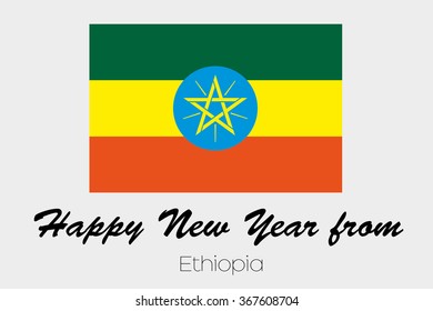 A Happy New Year Flag Illustration of the country of Ethiopia