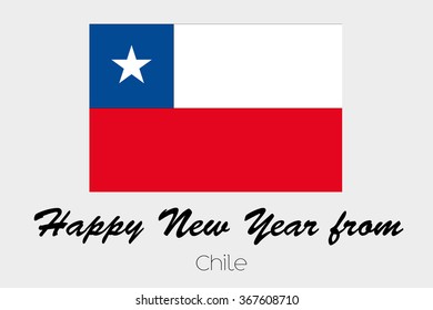 A Happy New Year Flag Illustration of the country of Chile