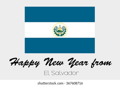 A Happy New Year Flag Illustration of the country of El Salvador