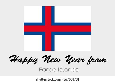A Happy New Year Flag Illustration of the country of Faroe Islands