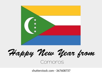 A Happy New Year Flag Illustration of the country of Comoros