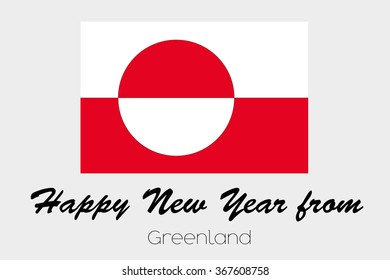 A Happy New Year Flag Illustration of the country of Greenland