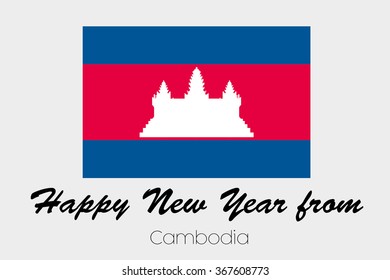 A Happy New Year Flag Illustration of the country of Cambodia