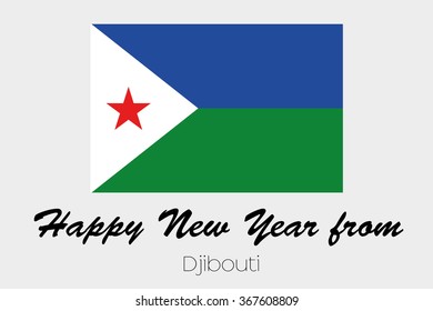 A Happy New Year Flag Illustration of the country of Djibouti