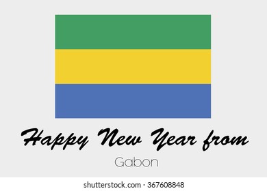 A Happy New Year Flag Illustration of the country of Gabon