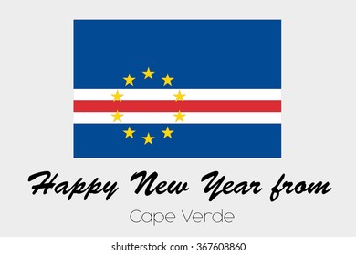 A Happy New Year Flag Illustration of the country of Cape Verde