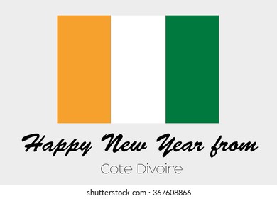 A Happy New Year Flag Illustration of the country of Cote Divoire