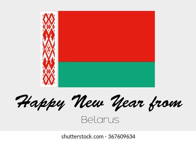 A Happy New Year Flag Illustration of the country of Belarus