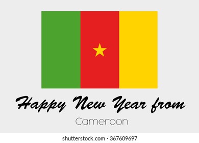 A Happy New Year Flag Illustration of the country of Cameroon