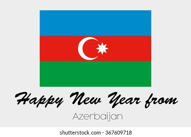 A Happy New Year Flag Illustration of the country of Azerbaijan