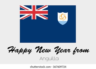 A Happy New Year Flag Illustration of the country of Anguilla