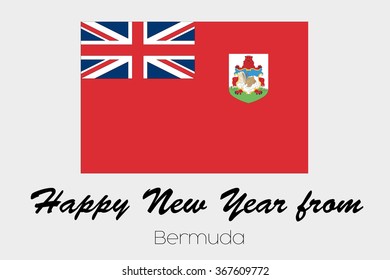 A Happy New Year Flag Illustration of the country of Bermuda