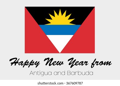 A Happy New Year Flag Illustration of the country of Antigua and Barbuda