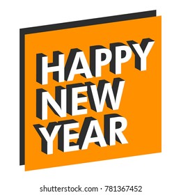Happy New Year in Flat Colours with 3D Style Shadow