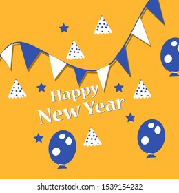 happy new year flat design poster cute and colorful vector