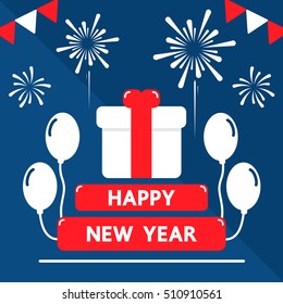 Happy new year flat design for holiday.