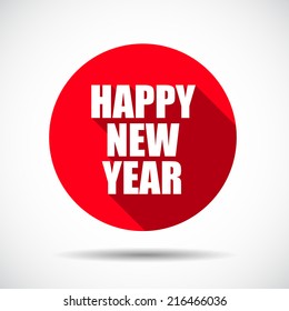Happy New Year  Flat Icon with long Shadow. Vector Illustration.