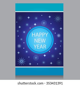 Happy New Year flayers with snowflakes on a blue background