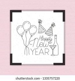 happy new year frame with party icons