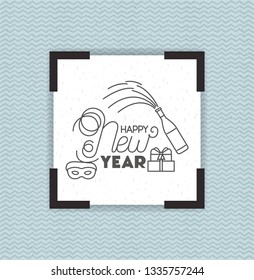 happy new year frame with party icons