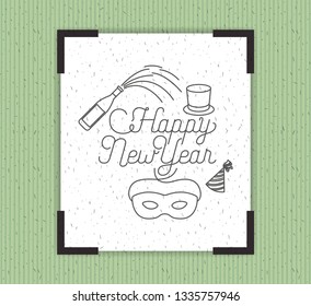 happy new year frame with party icons