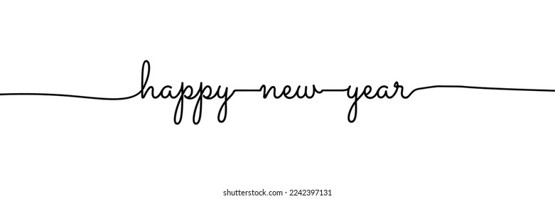Happy New Year Free hand monoline typography isolated on white background. Editable Vector Illustration. EPS 10.
