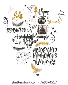 Happy New Year funny font and graphic. Christmas decor