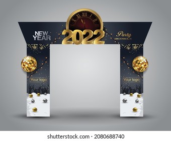 happy new year Gate entrance vector with for mock up event display, arch design	