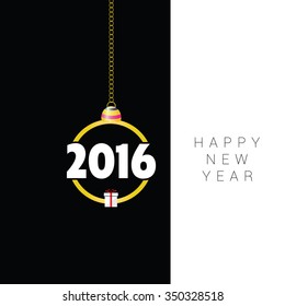 happy new year with gift box vector in color