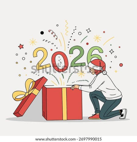 Happy new year with gift box