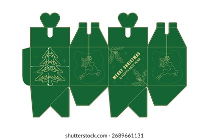 Cajas de regalo de feliz año Nuevo que empaquetan el diseño imprimible conjunto de concepto de línea de línea plana de diseño
