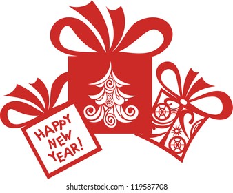 Happy new year gifts vector illustration