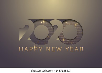 happy new year gold banner template
