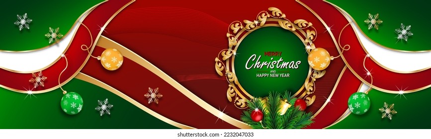 Happy new year gold and black collors place for text with christmas balls of vector illustration.