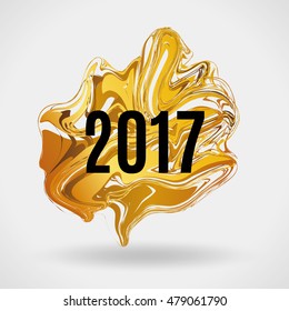 Happy new year. Gold marble New Year. Gold background for flyer, poster. Sign symbol. Banner, web, header. Abstract golden background for text. Type quote. Golden blur backdrop.