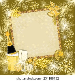 Happy New Year in gold  merry backgrounds Vector illustration