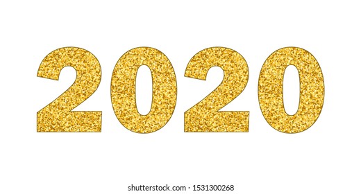 Banner Logo gold 2020 happy new year, Christmas. Vector flat