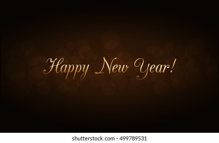 Happy New Year gold text. Hand lettering calligraphy. Handwritten decoration typographic. Golden letter design card, greeting. Symbol of Merry Christmas, celebration, holiday. Vector illustration