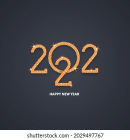 Happy new year golden 2022 number on the background Vector