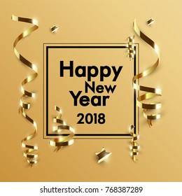happy new year golden background and black text. Glitter and Glow