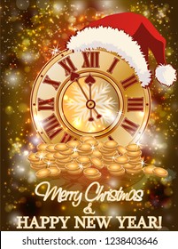 Happy New year golden year card, vector illustration