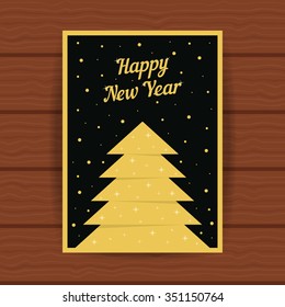 happy new year with golden greeting card. concept of 2017 christmas card, headline, glitter decor, booklet cover, festival decorative, party, placard. flat style trend modern design vector illustration