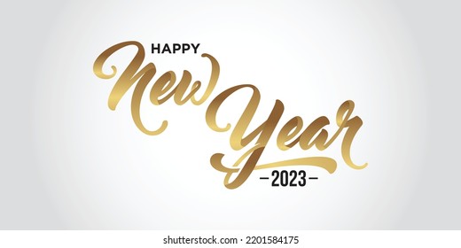 Happy new year. golden metal lettering isolated on white background.